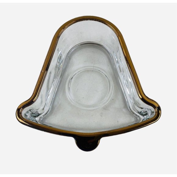 Holiday Gold Indiana Glass Christmas Candy Serving Dish Candle Holder Set of 3 - Picture 2 of 10